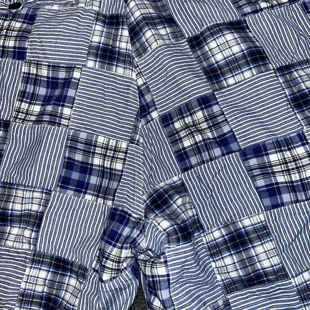 AMERICAN LIVING Madras Blue Plaid Real Sewn Patchwork Shorts - Preppy - Men's 38